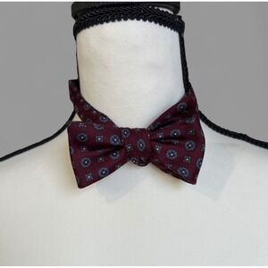 Ferrell Reed‎ Burgundy Floral Silk Bow Tie Pre Tied Adjustable Neck